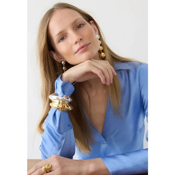 58. J.Crew Limited-edition maxi collared slip dress in shiny crepe - Picture 3 of 13